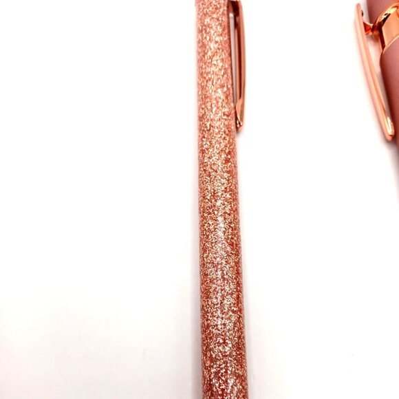 Glitter+ Glass Stone Rose Colored Metal Ballpoint  Writing  Pens-Lot Of 3 -New - Picture 4 of 7